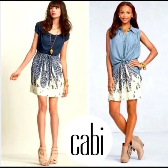 2 for $26 CABI Bella Leopard Skin Print Stretch Skirt Flowy Pockets Small - Picture 1 of 8